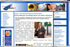 Screenshot des Harburger Nachhaltigkeitsportals (2007-2011). Hier: Bezirksamtsleiter Torsten Meinberg eröffnet die 3. Harburger Freiwilligenbörse im Jahr 2009.