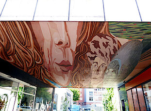 Bild 37: "Anamorphose", illusionistische Deckenmalerei von Architekt und Hochschullehrer Jos Weber (1938-2003) und Studenten (Ansicht 1, Foto Chris Baudy)